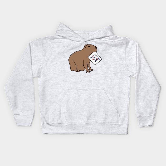 Happy 4th of July says Capybara Kids Hoodie by ellenhenryart